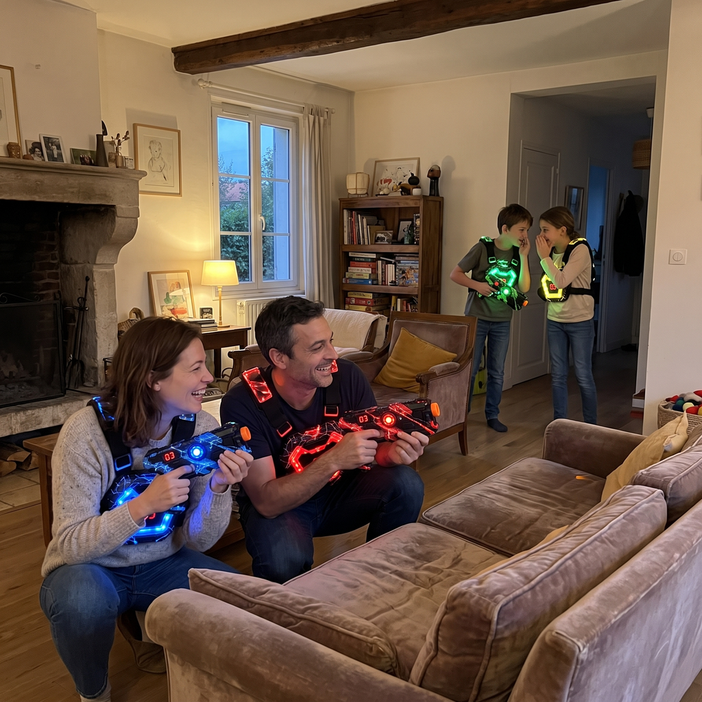 Parents contre enfants au laser game à la maison